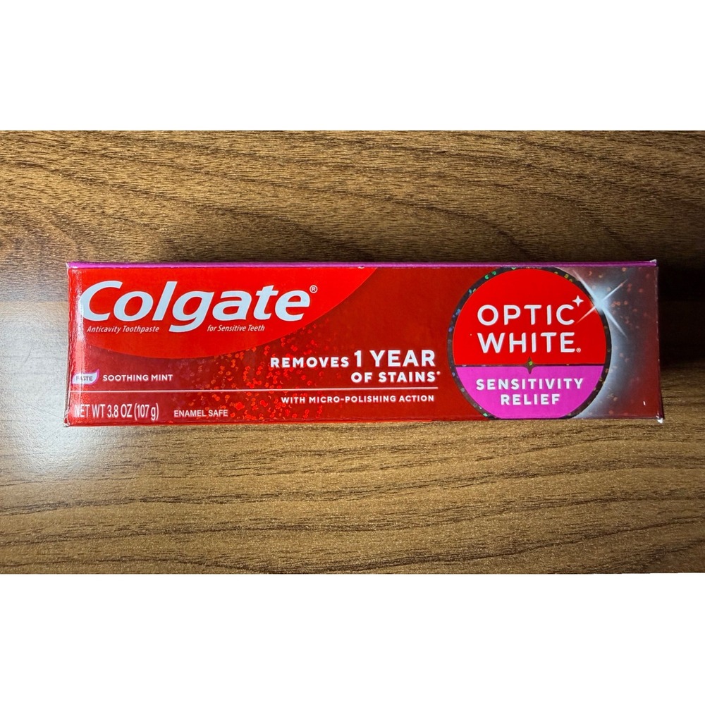 Colgate Optic White Sensitivity Relief Toothpaste 3.8oz Soothing Mint NEW